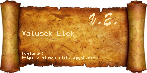 Valusek Elek névjegykártya